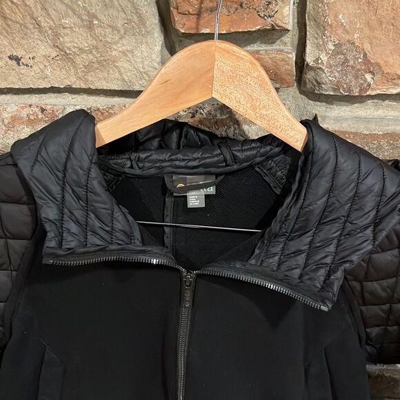 Zella Lilac Black Zip Up Quilted Puffer Hoodie Jacket - Picture 2 of 9